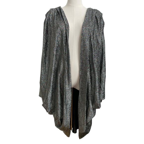 VINTAGE 70s Metallic Cocoon Cardigan Womens Size 26 Batwing Shimmer Gothic USA - Picture 1 of 8